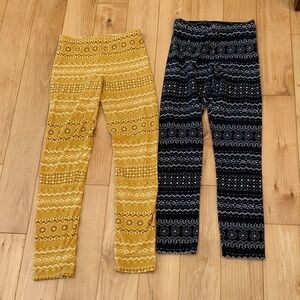 Patterned Yellow and Black Leggings Set